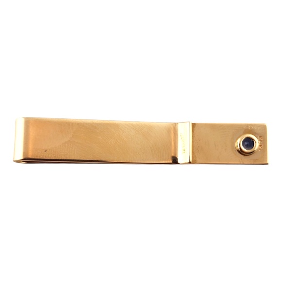 Tiffany & Co 14 Karat Yellow Gold Tie / Money Clip with Sapphire #18557 - Picture 5 of 10